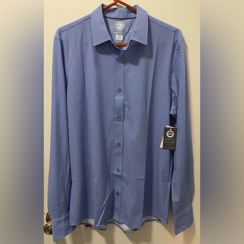 Flag & Anthem MadeFlex Men's Long Sleeve Button Up Shirt Medium Blue Medium Tall